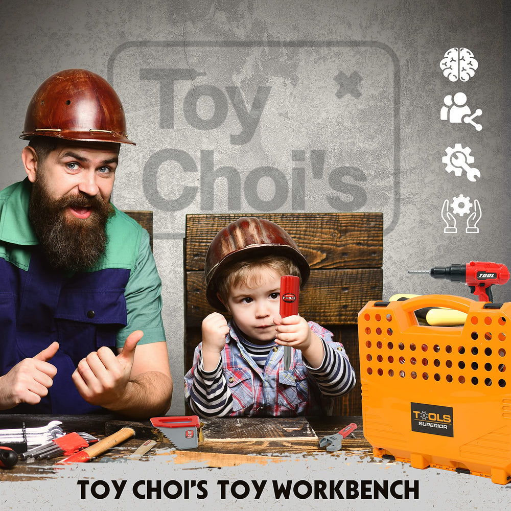Toy Choi's tool bench features colorful parts to boost engagement.