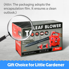Toy Choi's Leaf Blower runs on 3 AA batteries for cordless outdoor use.
