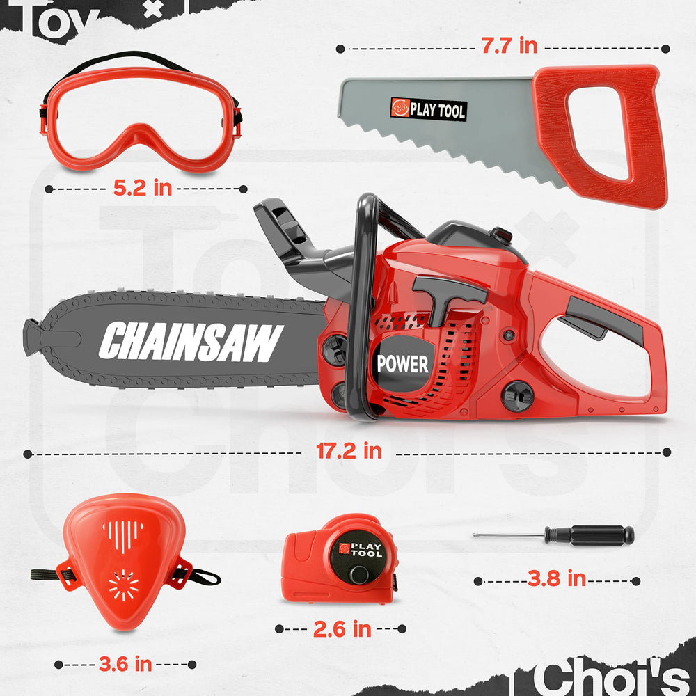 Toy Choi's chainsaw toy includes spring mechanism to prevent chain sticking.