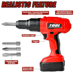 Toy Choi's drill set side view showcases compact design easy for small hands.