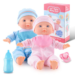 Toy Choi's twin baby dolls 12-inch set with outfits for imaginative play
