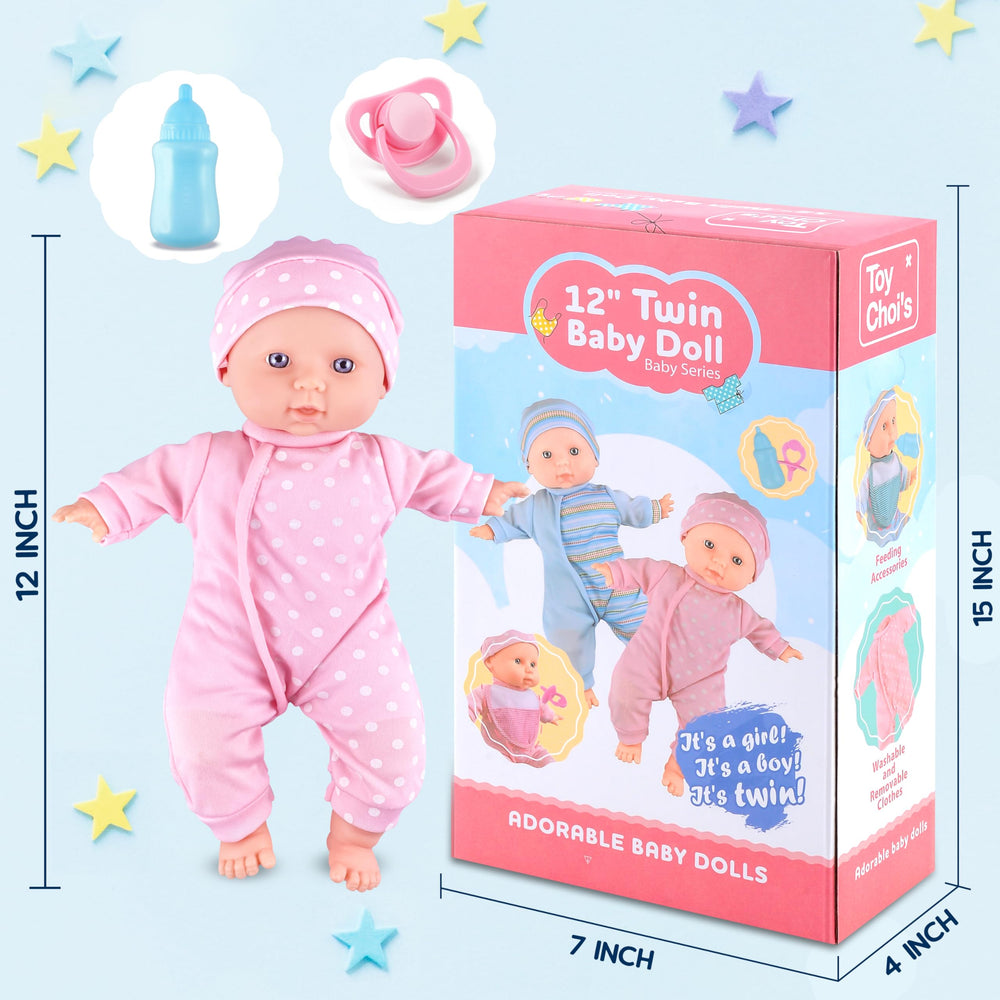 Toy Choi's twin dolls with hats and pacifier for styling options