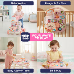 TOY Life 3-in-1 pink push walker table mode in action supports seated play and engagement.