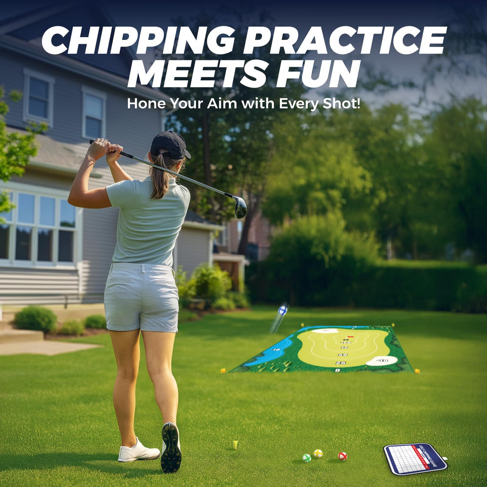 TOY Life chipping golf mat sticky balls close-up showing safe targets.