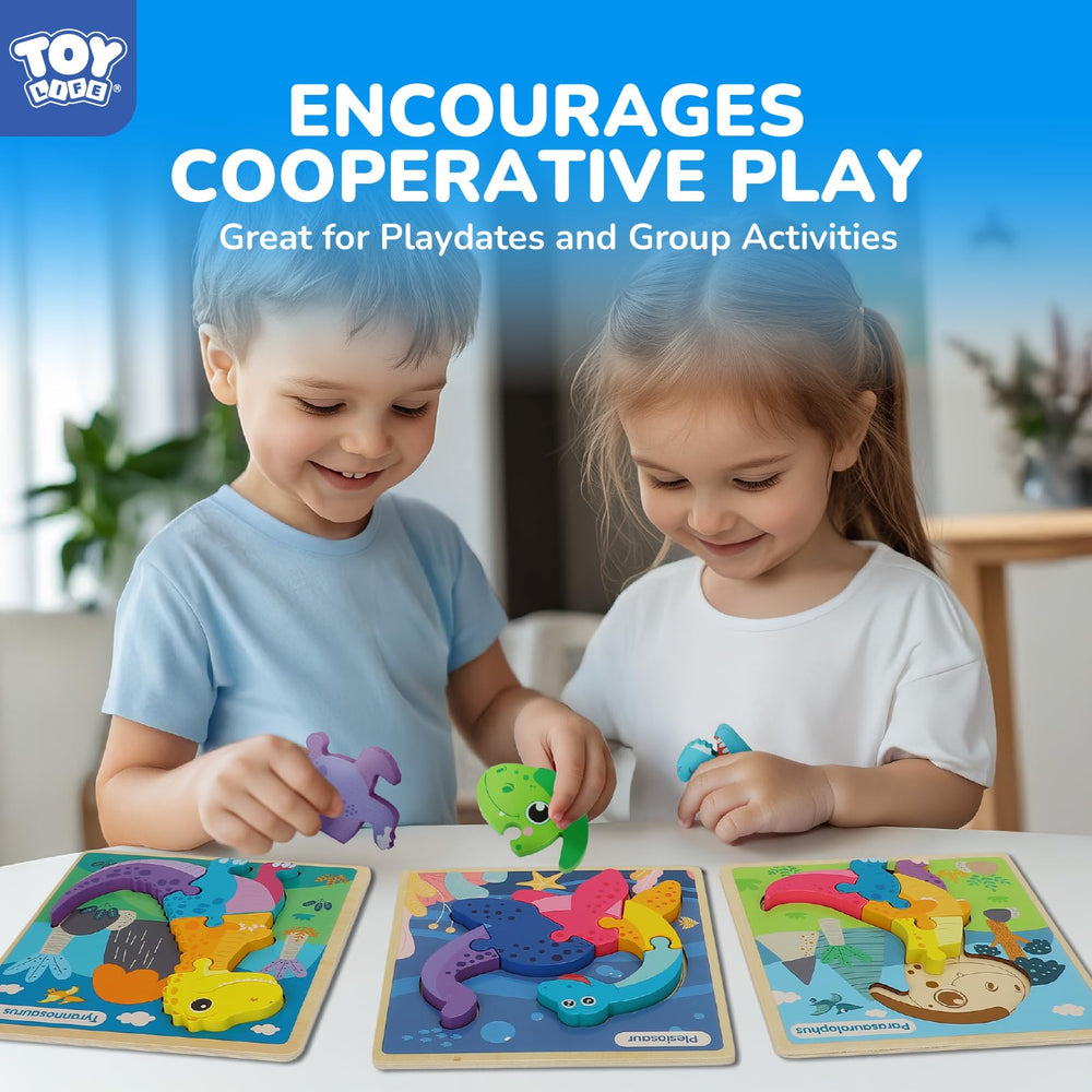 TOY Life Dinosaur Puzzles 6-Pack stacked pieces encourage problem solving and concentration