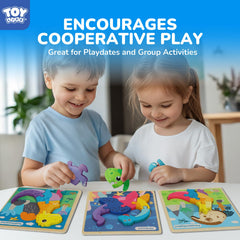 TOY Life Dinosaur Puzzles 6-Pack stacked pieces encourage problem solving and concentration