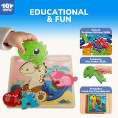 TOY Life dinosaur puzzles colorful pieces invite tactile exploration and cognitive engagement.