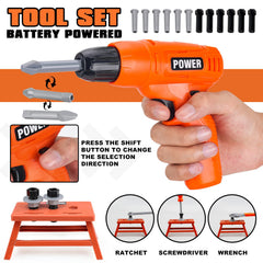 TOY Life realistic electric toy drill closeup ideal for creative pretend play.