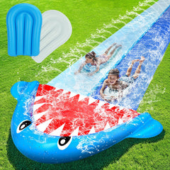 TOY Life Giant Shark Water Slide in backyard for thrilling 20ft splash play