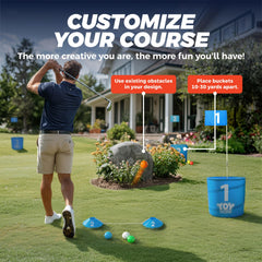 TOY Life Golf Game Set quick-assembly in minutes for portable fun.