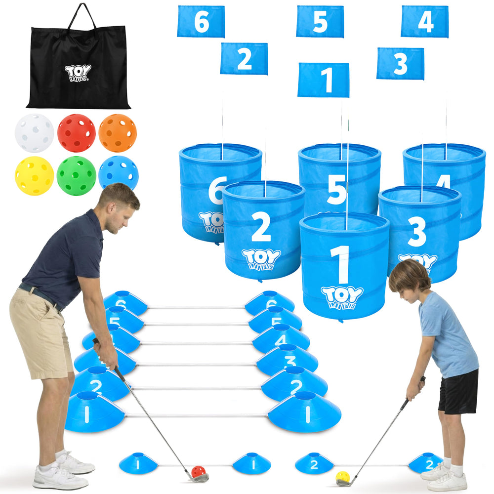 TOY Life Golf Game Set holes for precise target practice in your backyard.