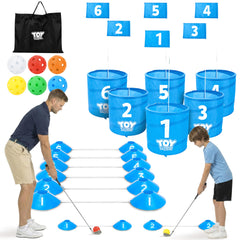 TOY Life Golf Game Set holes for precise target practice in your backyard.