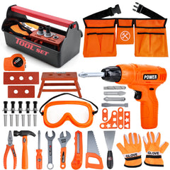TOY Life kids tool belt closeup highlighting durable pockets for small parts.