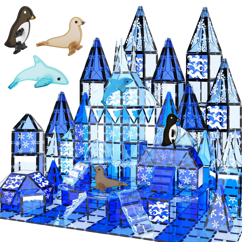 TOY Life magnetic tiles Arctic penguin scene for creative play and fine motor skills.