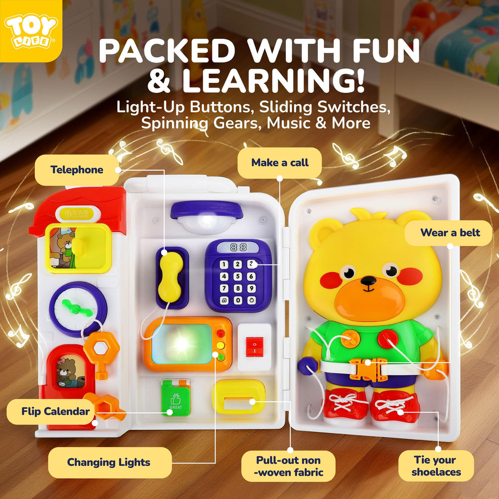 TOY Life Montessori Busy Board sensory-buttons section boosts fine motor skills