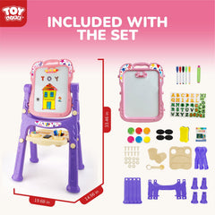 TOY Life pink easel includes magnets and eraser for creative sessions