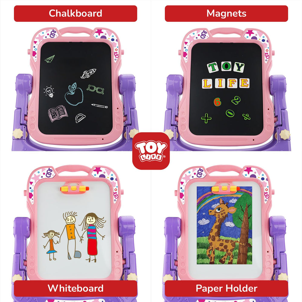 TOY Life pink easel magnetic letters and numbers enable interactive play