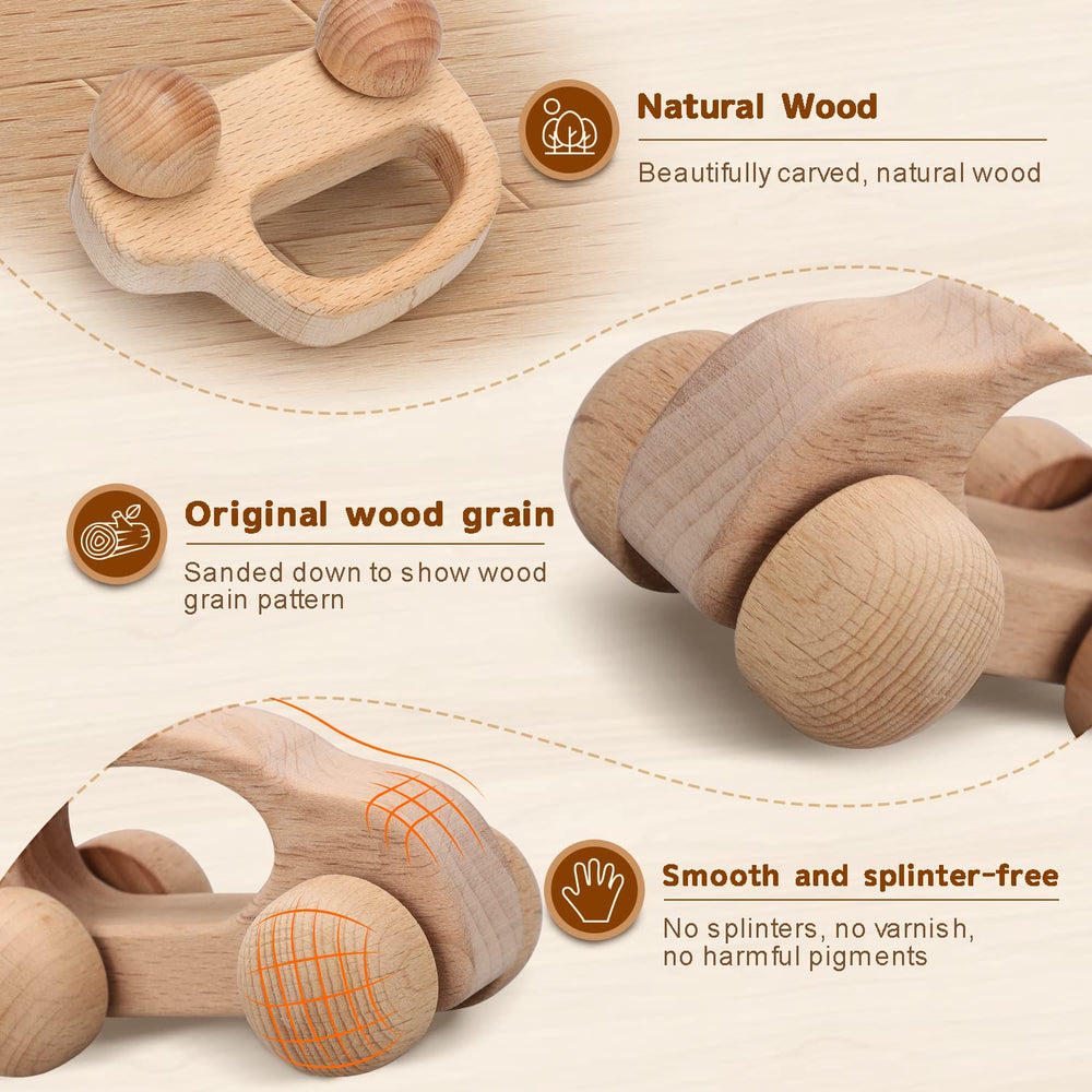 TOY Life wooden car rolling on the floor during playtime.