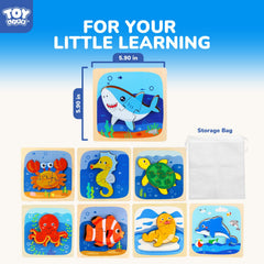 TOY Life wooden puzzle highlighting early learning benefits in a Montessori style.