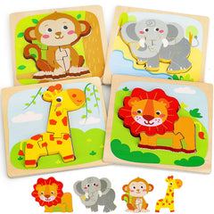 TOY Life wooden monkey puzzle promotes eye-hand coordination and shape learning.