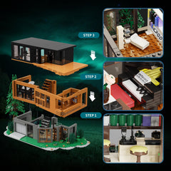 TOY PLAYER Wolf car piano scenes enrich the forest house display.