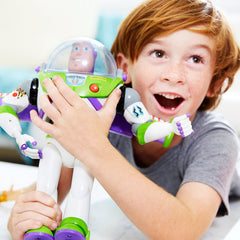 Toy Story Buzz Lightyear figure wing-release feature enhances action-ready poseability.