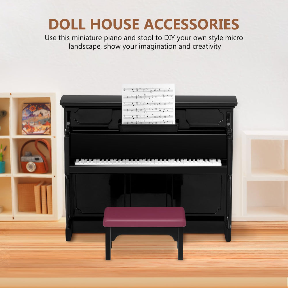TOYANDONA miniature piano stool in a dollhouse scene for photography.
