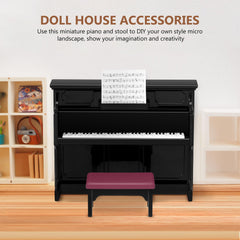 TOYANDONA miniature piano stool in a dollhouse scene for photography.
