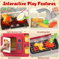 Toycost stove with lights and sounds enhance pretend cooking experiences.