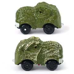 ToyFuntasy dinosaur track car green front view ready for action.