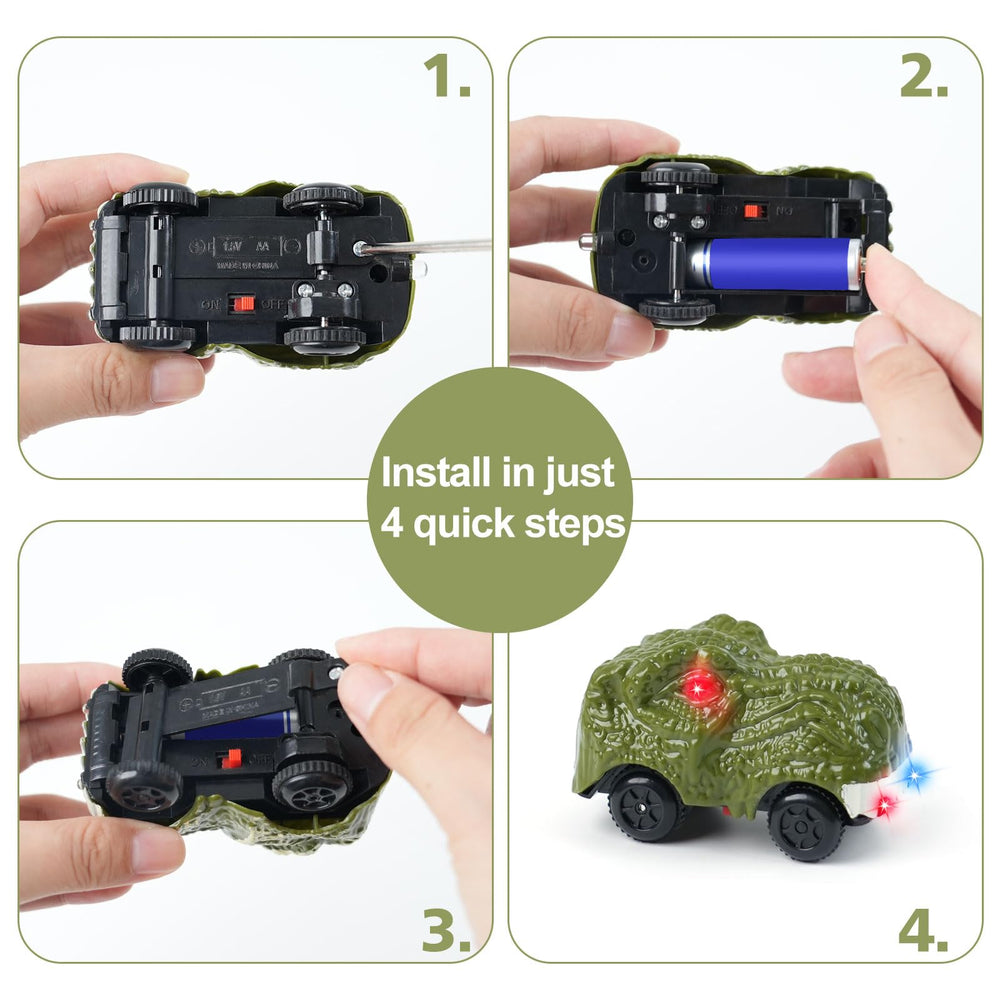 ToyFuntasy LED-lit dino car lights up racing fun.