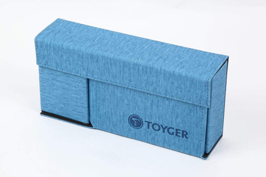 TOYGER DeckSlimmer light-blue front view for portable card storage on the go.