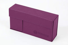 TOYGER DeckSlimmer Purple front view shows a slim, portable deck box for travel.