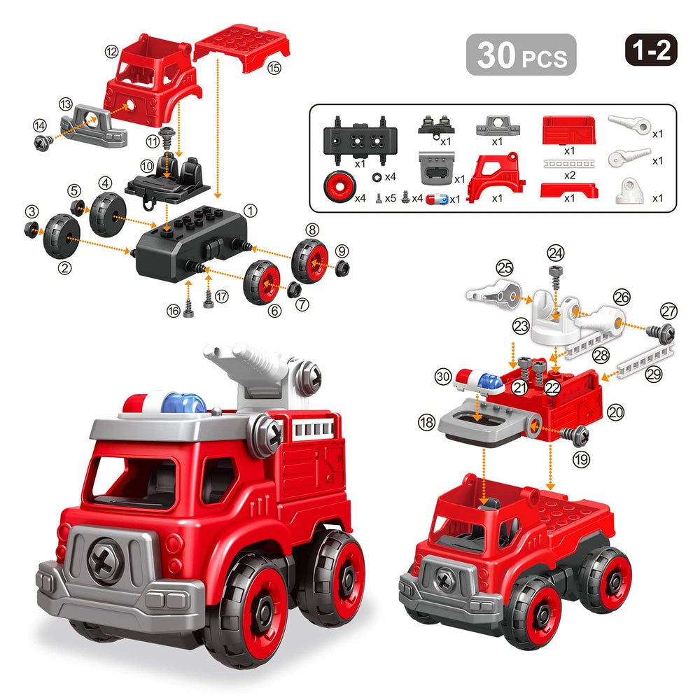 Toyk crane-truck building supports planning and hand-eye coordination.