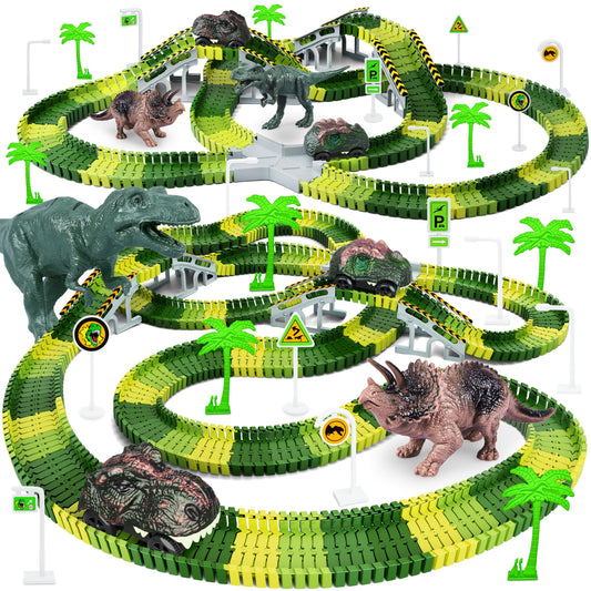 Toyk dinosaur world track set shown for imaginative play and race options
