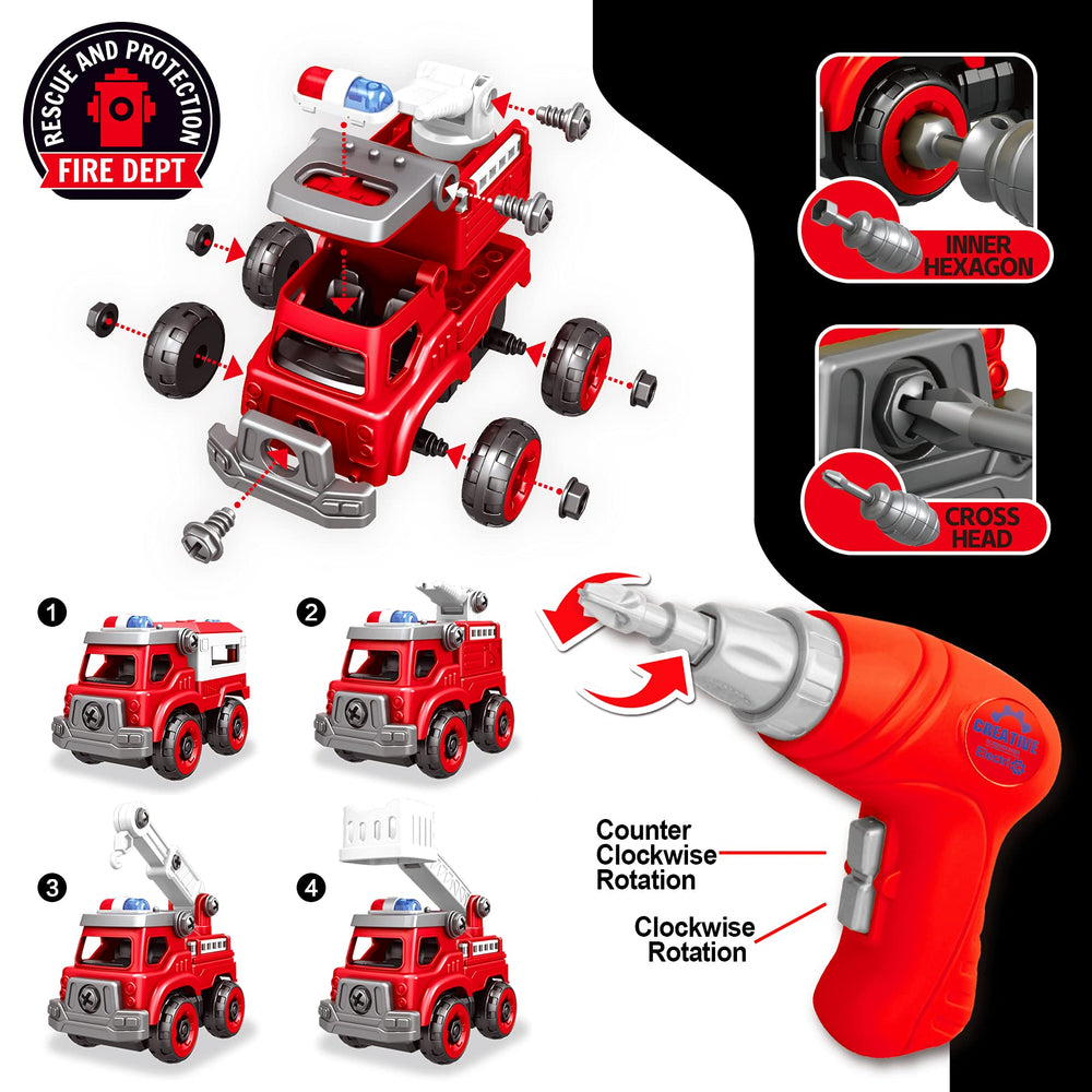 Toyk lift-truck assembly promotes fine motor skills during play.