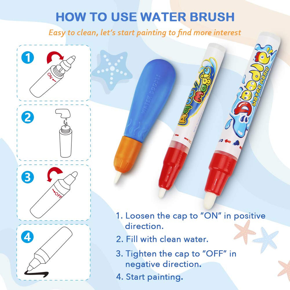 Toyk Water Doodle Mat drawing templates guide storytelling and composition.