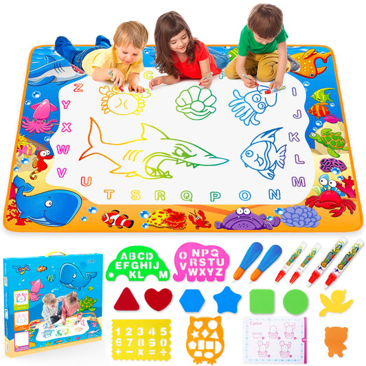 Toyk Water Doodle Mat large view offers expansive, mess-free drawing space for kids.