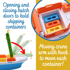 Toyland cargo ship with detachable containers for sorting and stacking