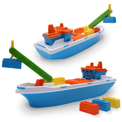 Toyland cargo ship side view in bright colours for engaging bath time play