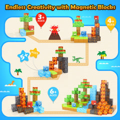 Toylogy Magnetic Blocks showing lava flow to spark curiosity during play