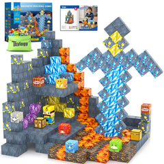 Toylogy magnetic blocks assemble a dino sword set for imaginative play