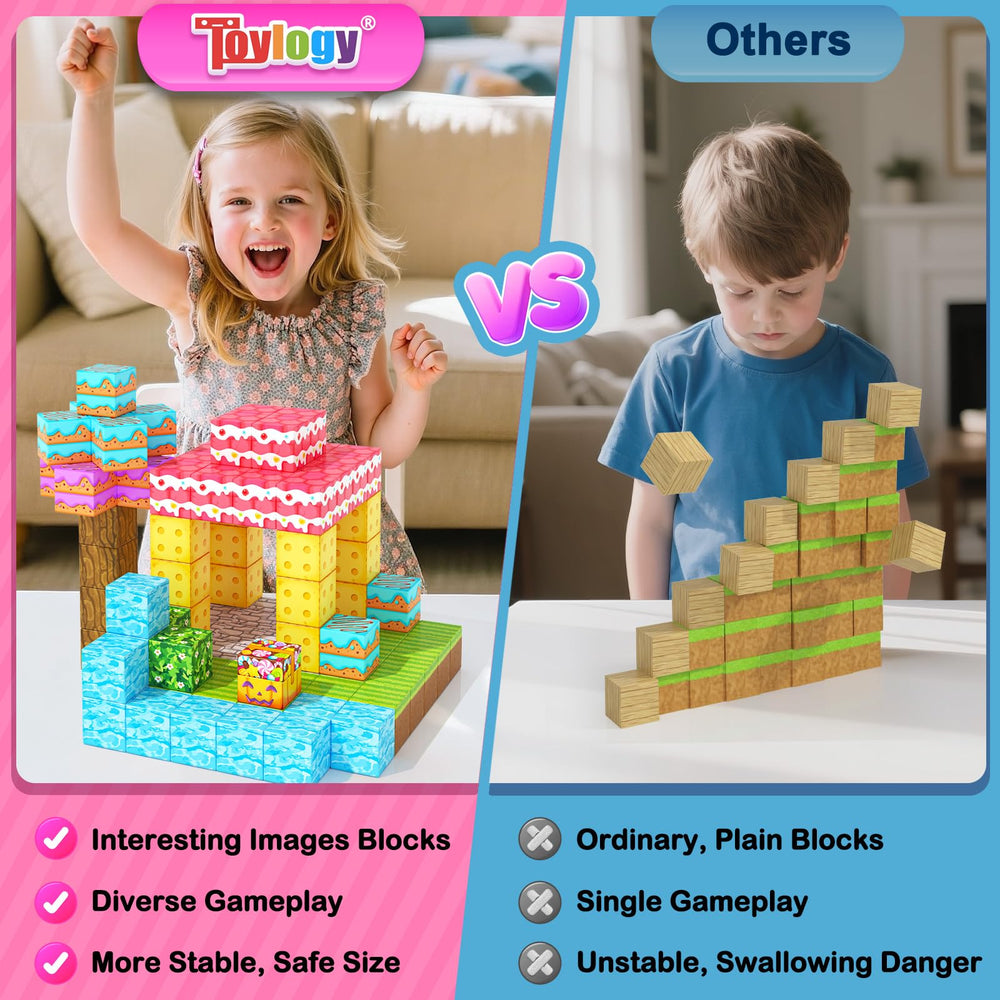 Toylogy magnetic blocks sugar trees invite color recognition and pattern building