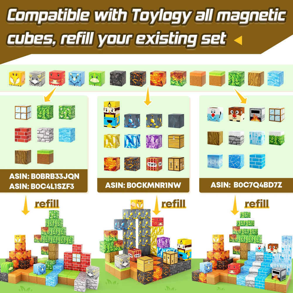 Toylogy mine magnet world dino figures for collaborative building fun