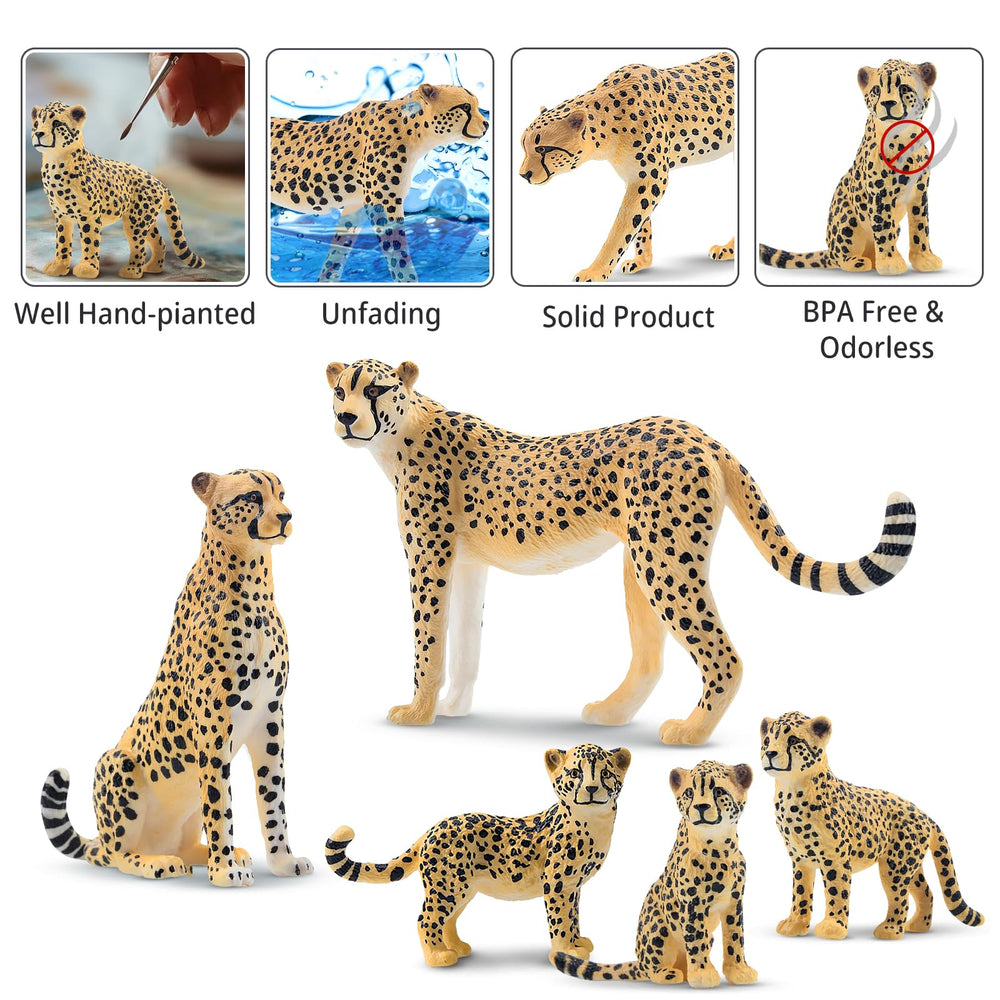 Toymany cheetah figurines with detailed painting and textures.