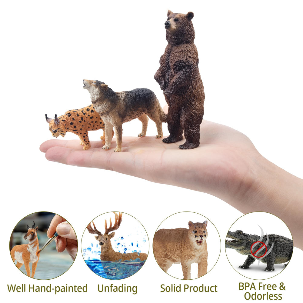 Toymany Black Bear figurine with sturdy pose for pretend forest adventures