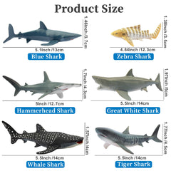 Toymany shark figurines cake toppers for themed birthday celebrations.