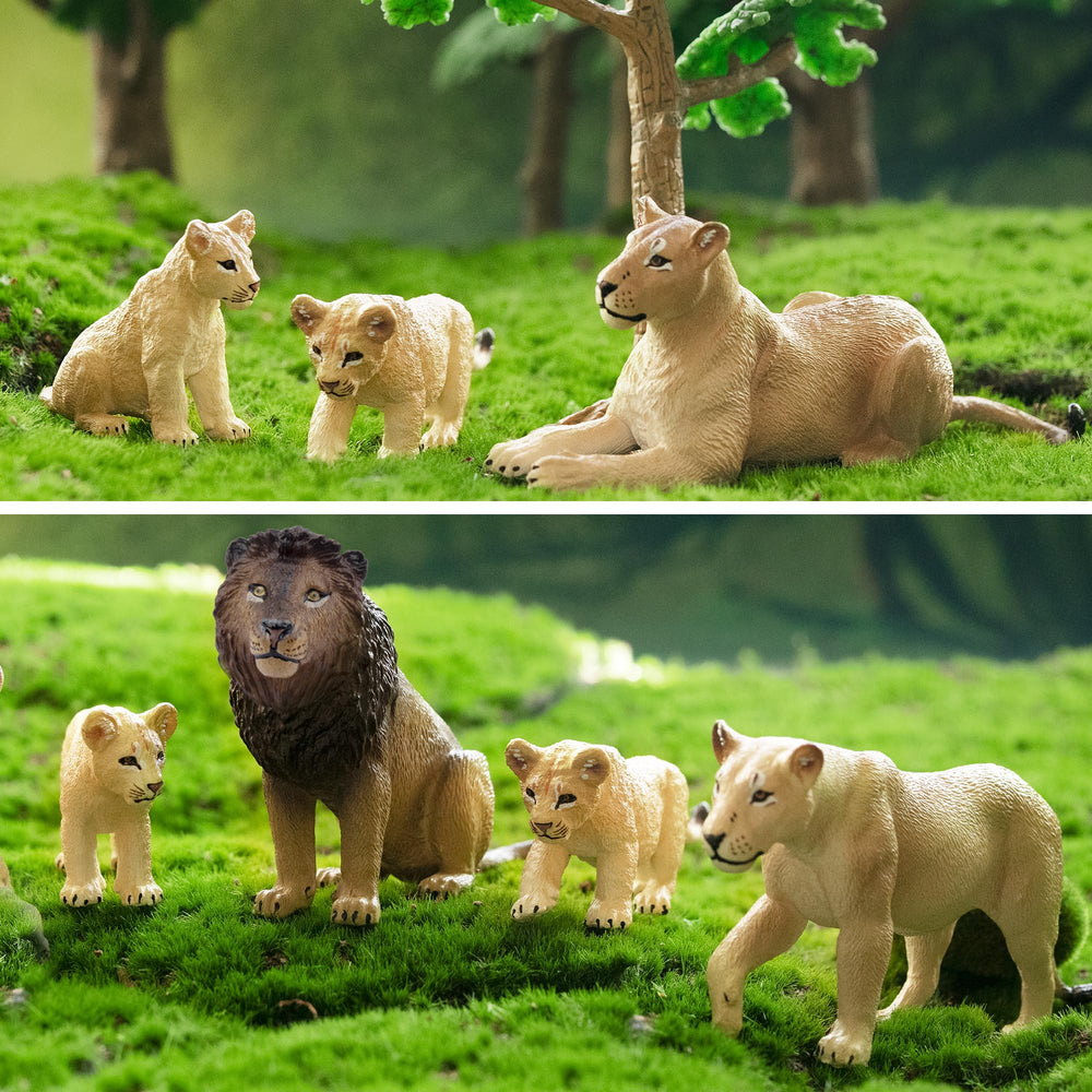 Toymany shelf decor lions bring a playful touch to kids’ room.