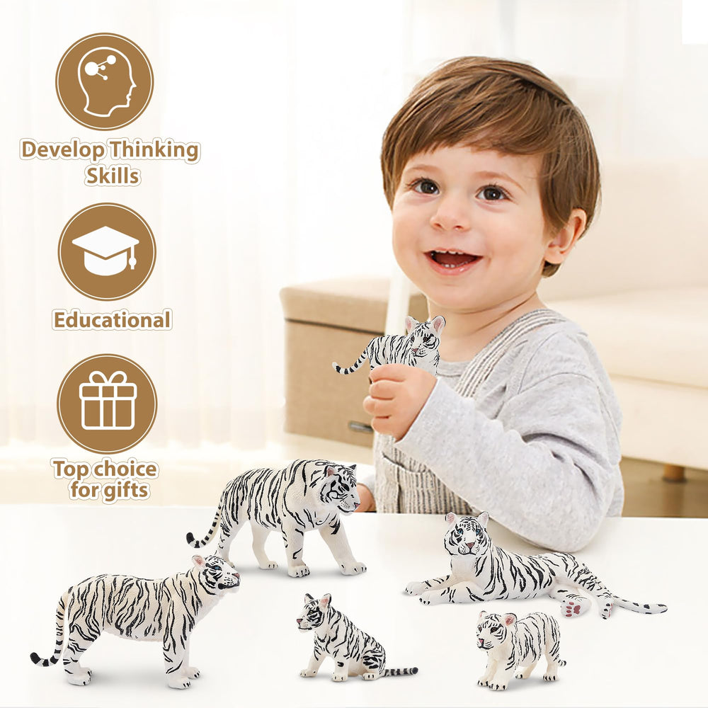 Toymany cake topper set featuring white tigers for birthdays