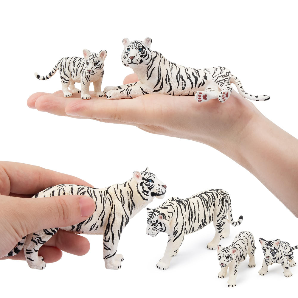 Toymany white tiger figurine with realistic features for educational play